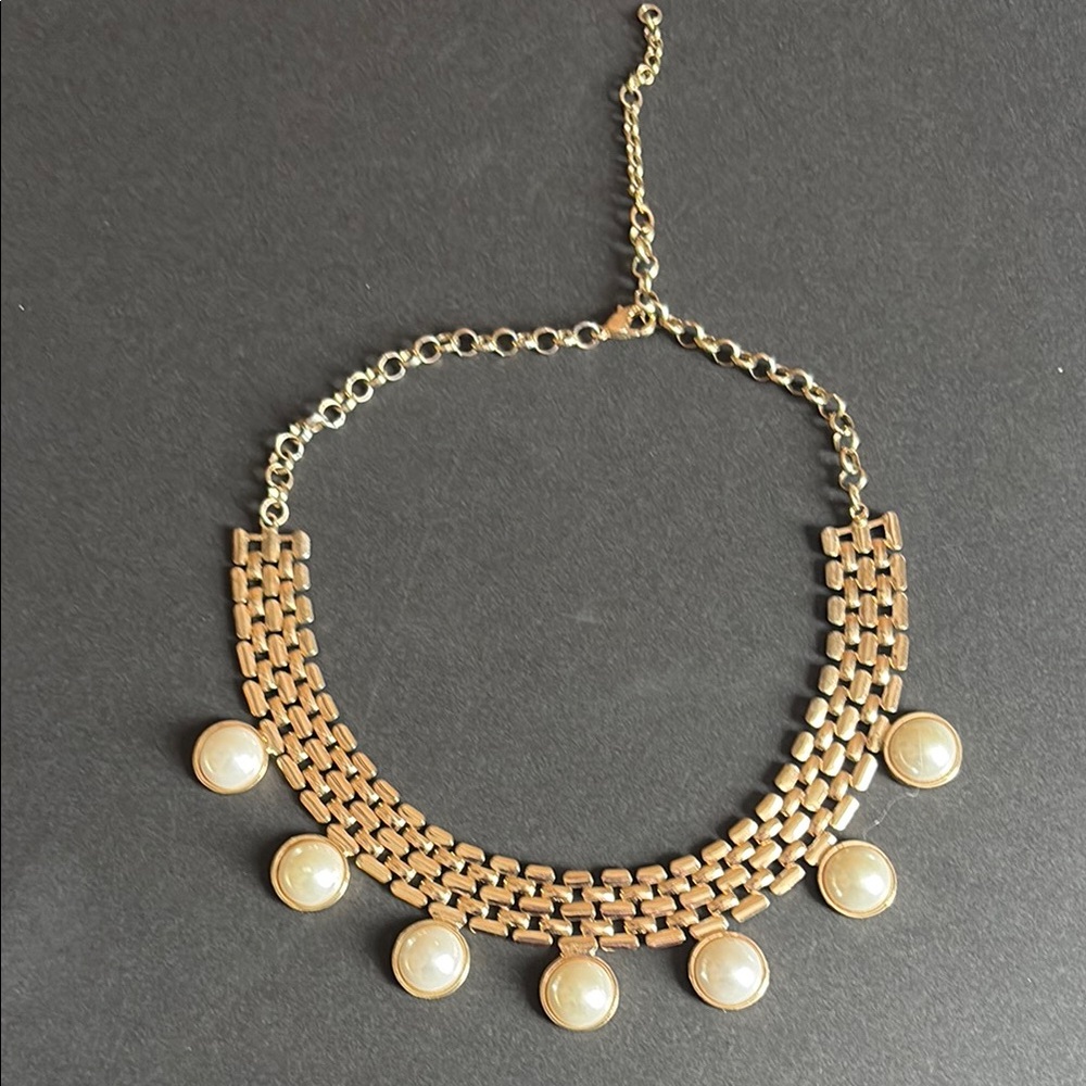 Gold Statement Necklace with Pearls